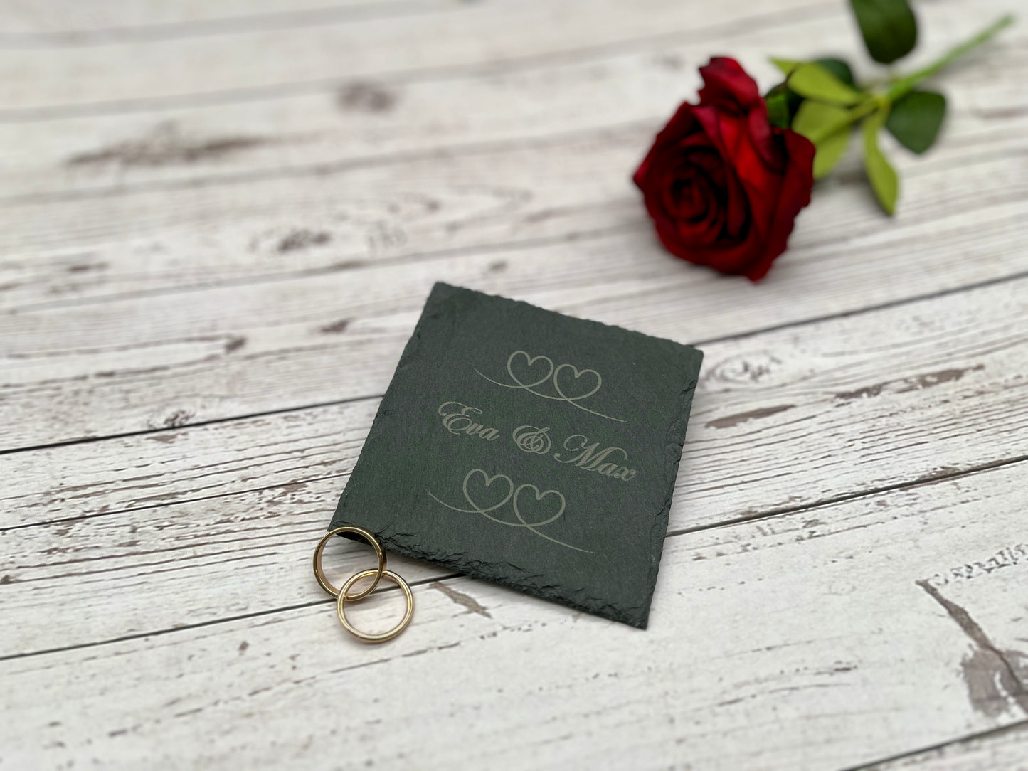 Schiefer-Untersetzer Hochzeit mit Namen