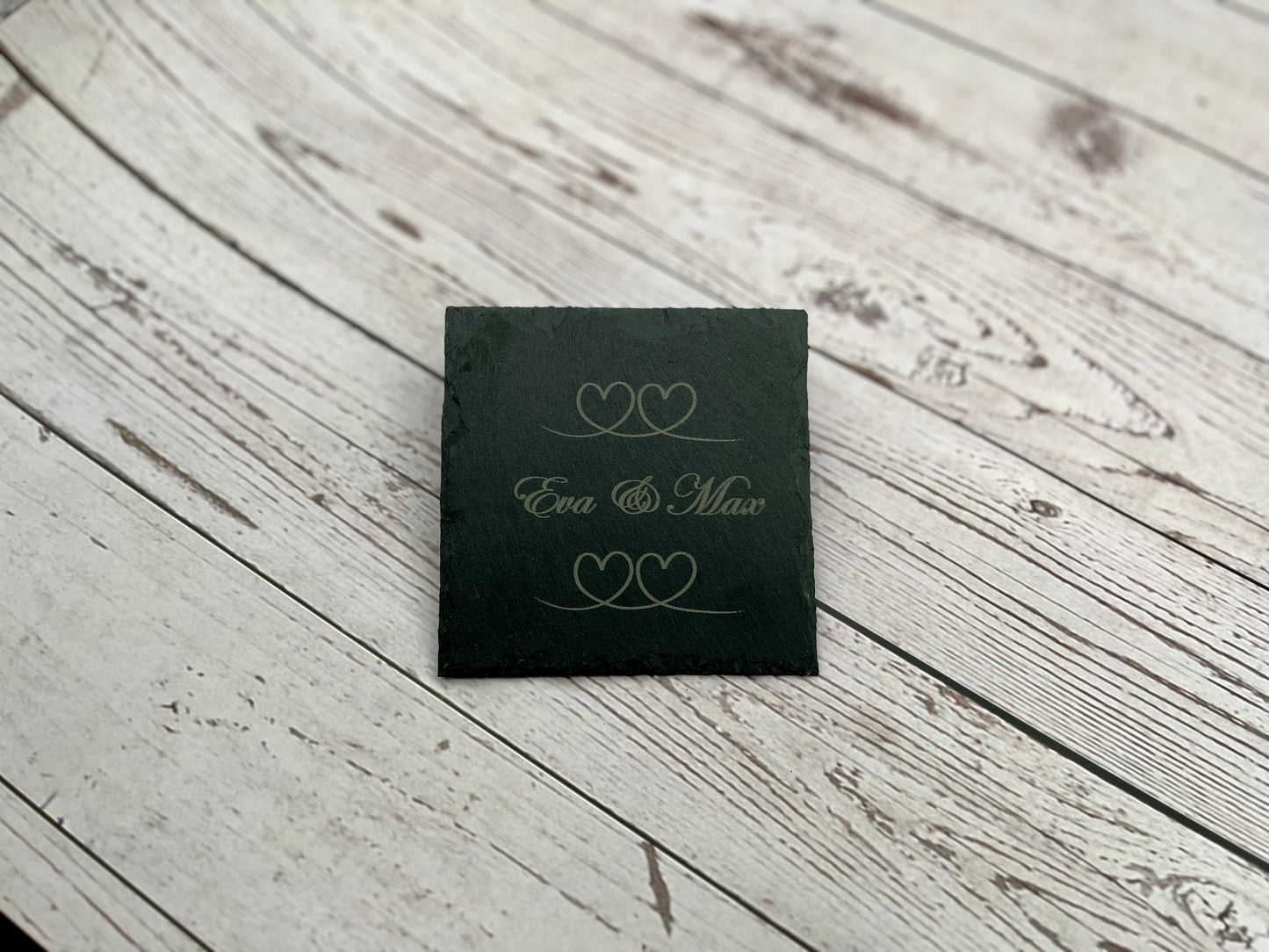 Schiefer-Untersetzer Hochzeit mit Namen