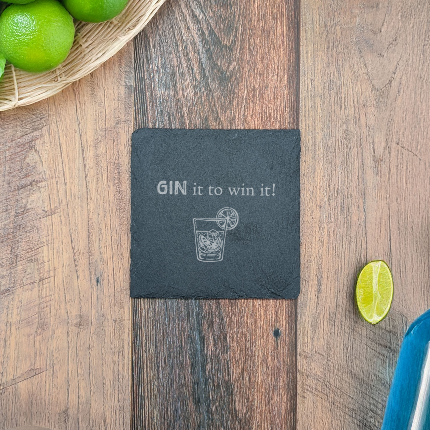 6er Set - Schiefer Untersetzer - Gin-Sprüche