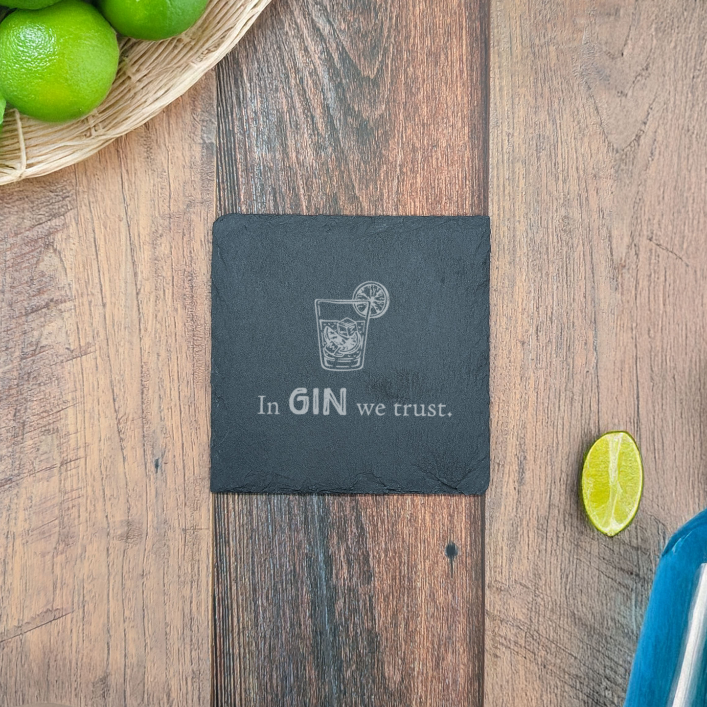 6er Set - Schiefer Untersetzer - Gin-Sprüche