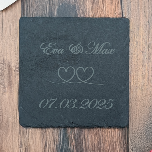 Schiefer-Untersetzer Hochzeit Personalisiert