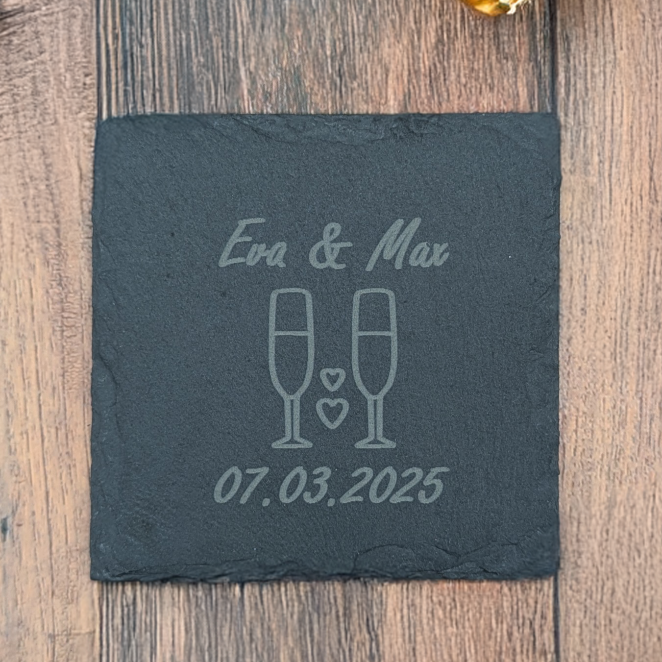 Schiefer-Untersetzer Hochzeit Modern