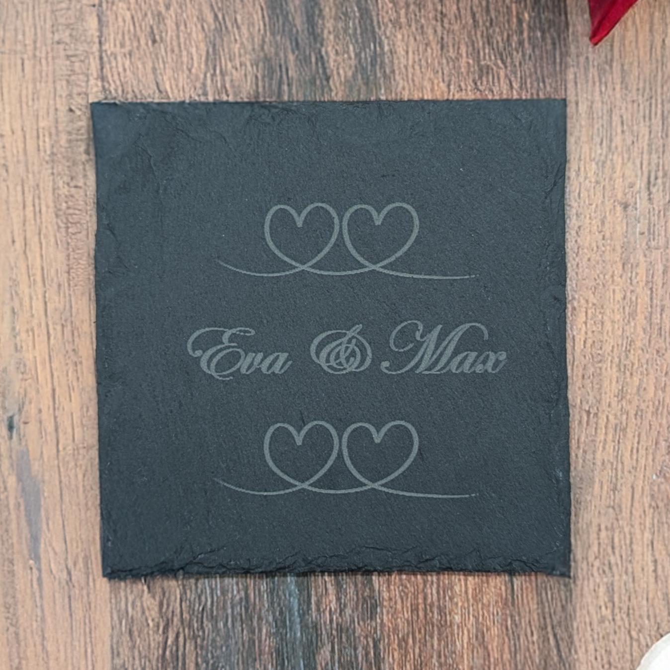 Schiefer-Untersetzer Hochzeit mit Namen
