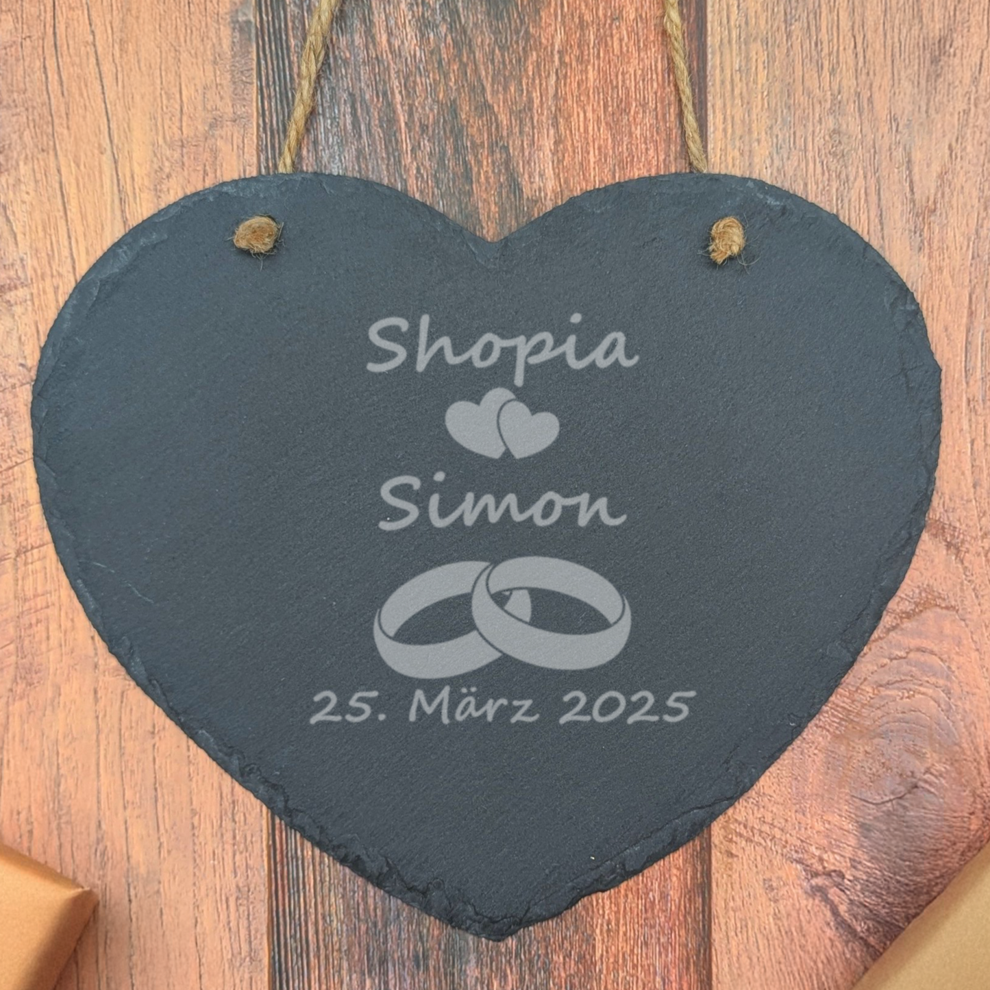 Schiefer-Herz zur Hochzeit – Personalisiertes Geschenk mit Gravur