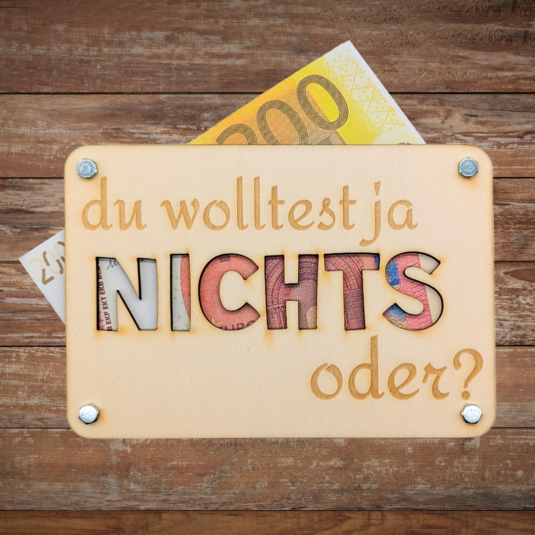 Holz Geldgeschenk-Set | 6-teiliges Bundle „Nichts & Weltkarte“