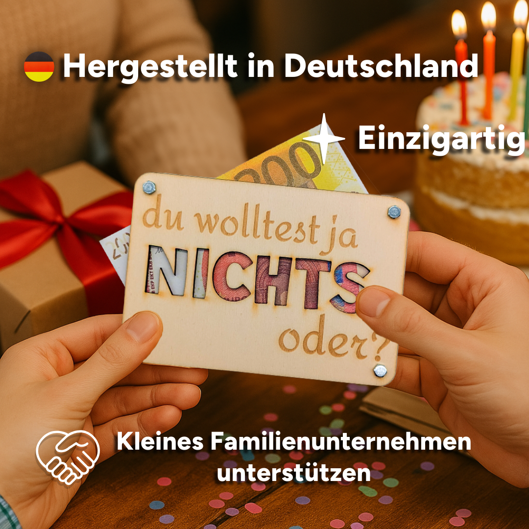 Holz Geldgeschenk-Set | 6-teiliges Bundle „Nichts & Weltkarte“