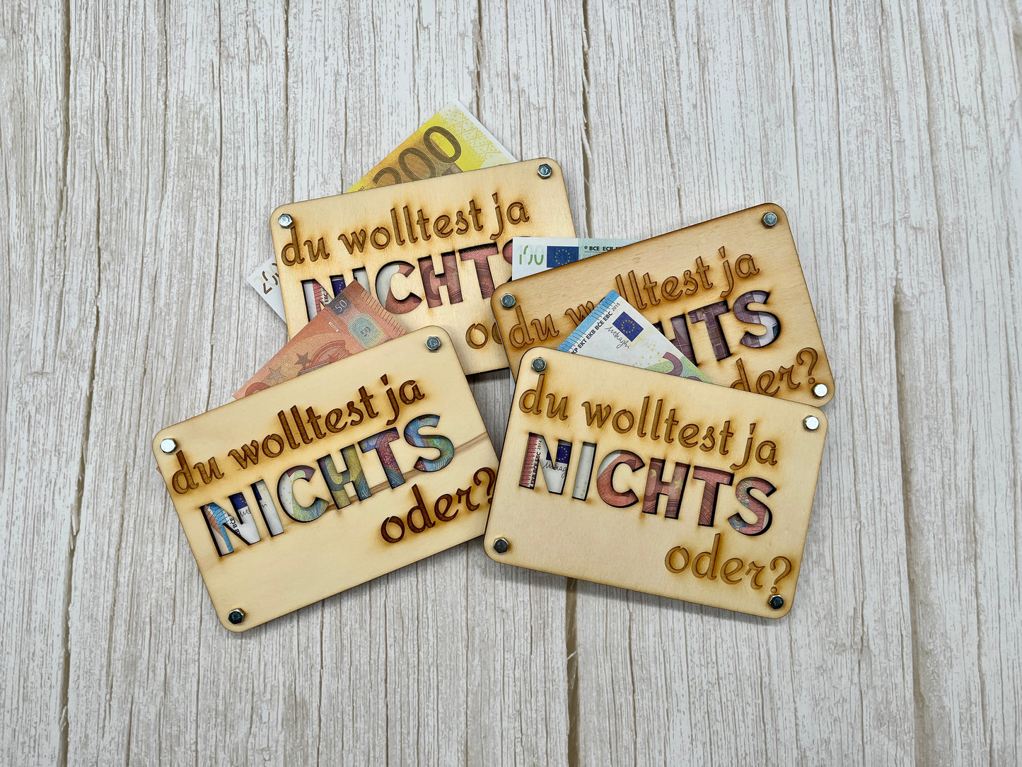 Du wolltest ja NICHTS oder? Lustige Geldgeschenk-Karte aus Holz