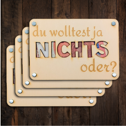 Bundle „Du wolltest ja nichts“ – Geldgeschenkkarten‑Pack (3 / 4 Stück, Holz)