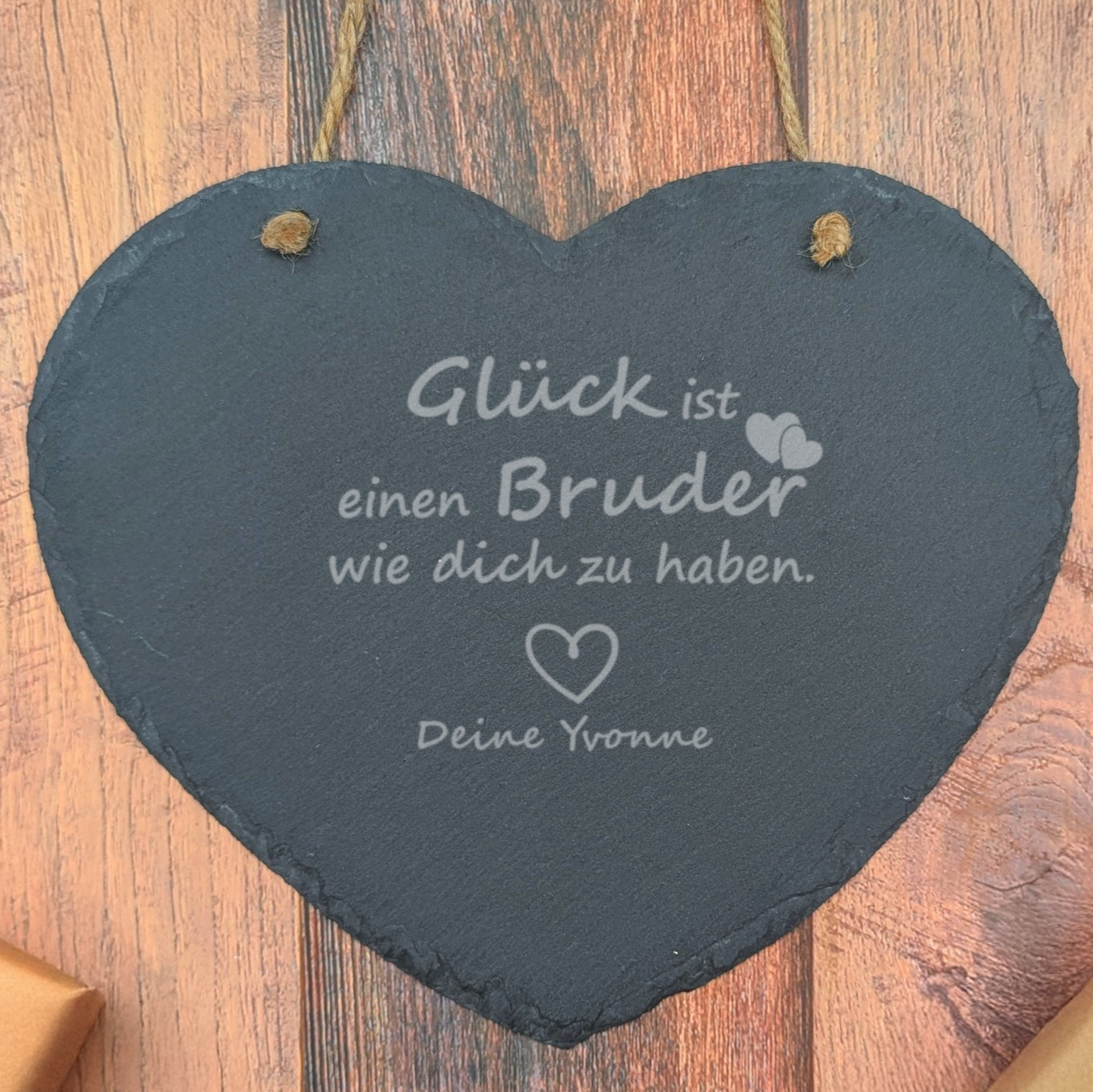 Schiefer-Herz mit Gravur – Geschenk für Bruder