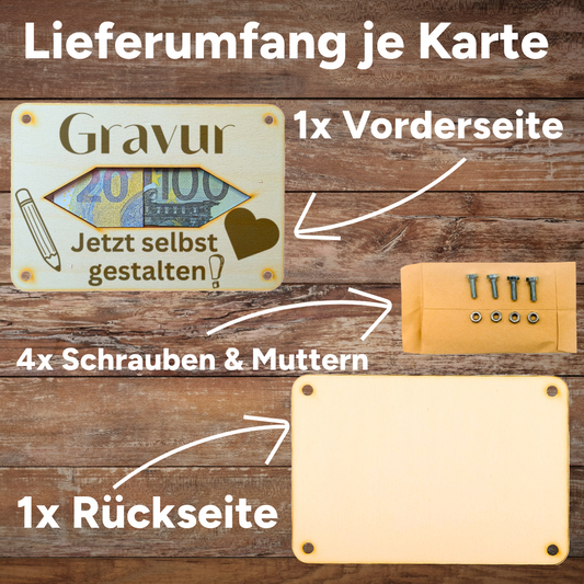 Gestalte dein eigenes Geldgeschenk – aus Holz | Ausschnitt in Rauten Form