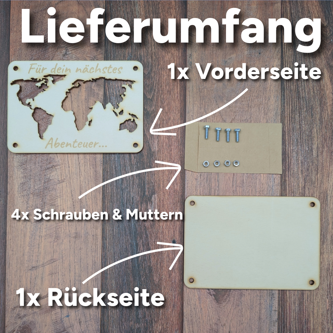 Weltkarte Geldgeschenk-Karte für Abenteuerer