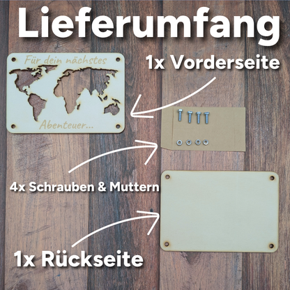 Weltkarte Geldgeschenk-Karte für Abenteuerer