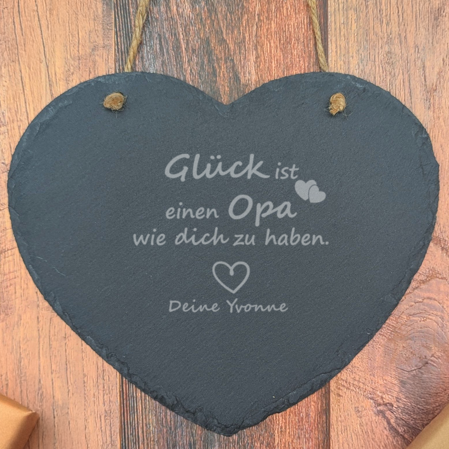 Schiefer-Herz mit Gravur – Geschenk für Opa